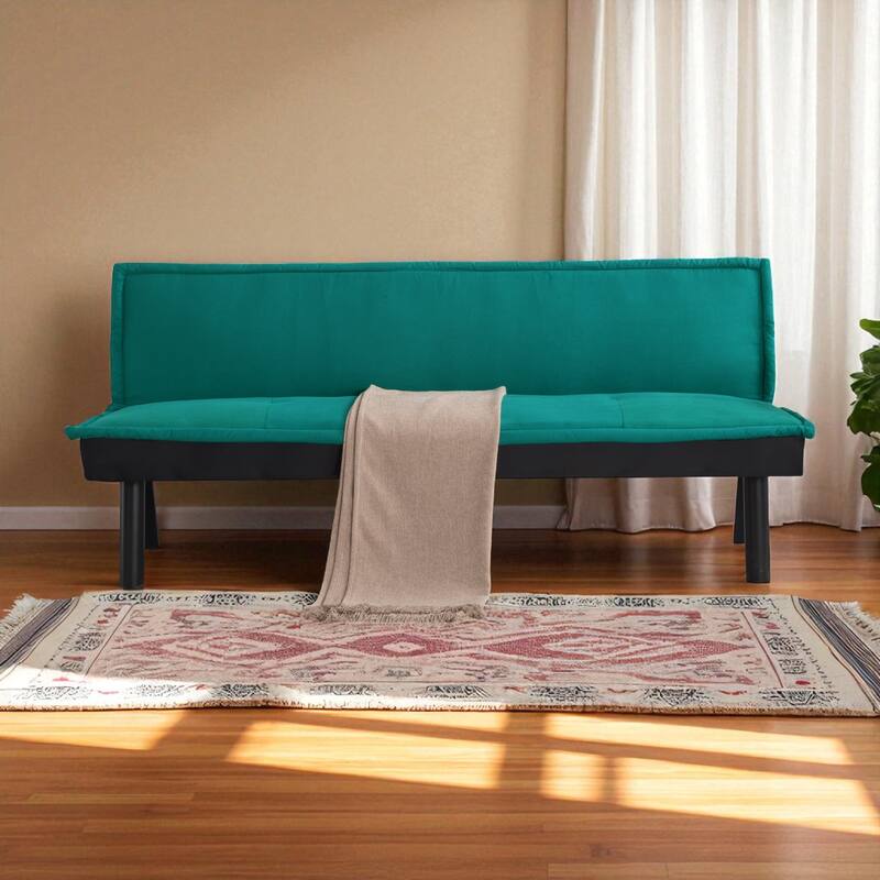 KISRAIS 64.6" Wide Adjustable Upholstered Futon Sleeper Sofa Bed - Green