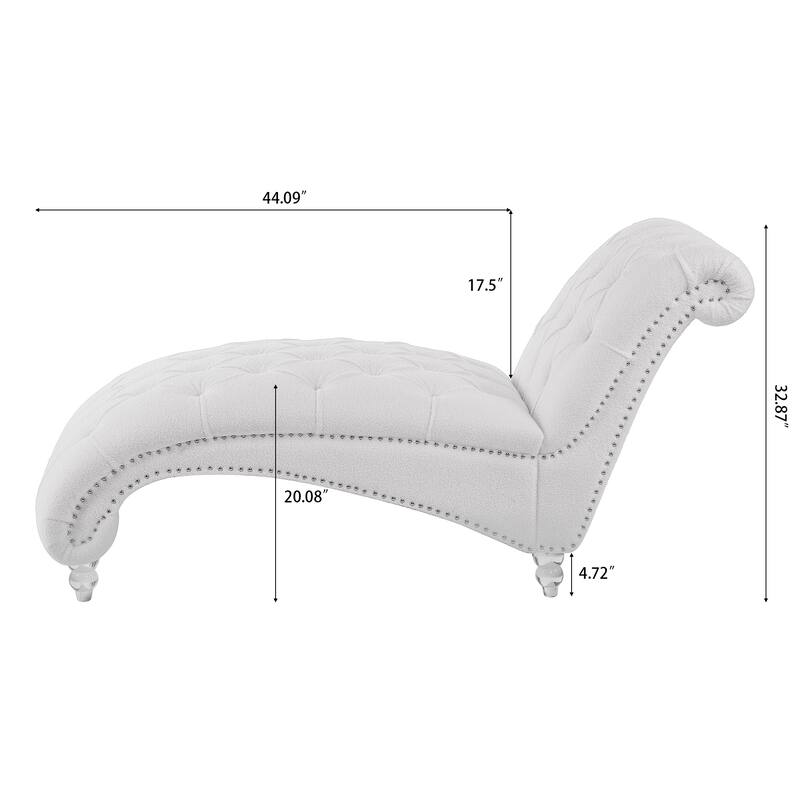Modern 27.17" Upholstered Buttons Tufted Chaise Lounge Chair with Solid Wood Frame and Nailheads