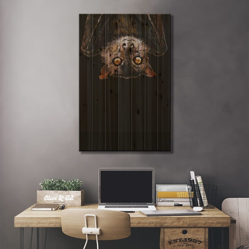 Bat Print On Wood by Michael Creese - Multi-Color