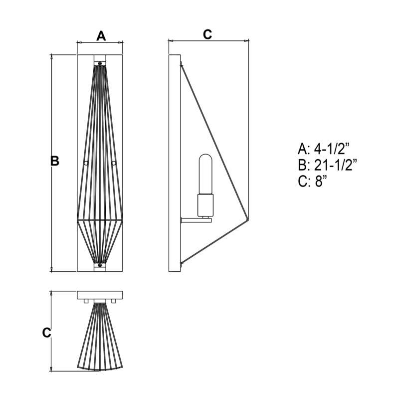 Modern Wall Sconce Black Oak Geometric Light Fixture Industrial Style - 21.5