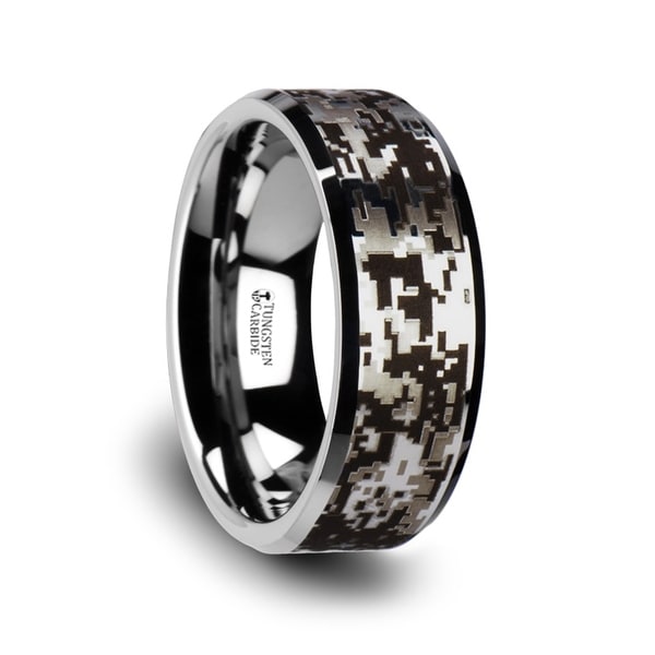 Thorsten Stealth Tungsten Carbide Wedding Ring With Engraved Thorsten Stealth Tungsten Carbide Wedding Ring With Engraved Digital Camouflage