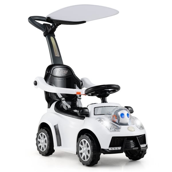 slide 2 of 30, Gymax 3-in-1 Sliding Walker w/ Adjustable Canopy Horn Music & Light White