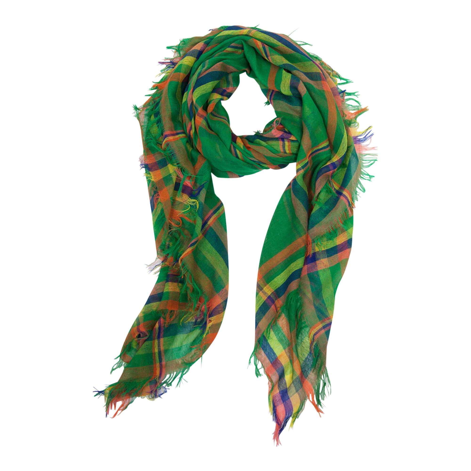 Tickled Pink Vibrant Plaid Blanket Scarf Green