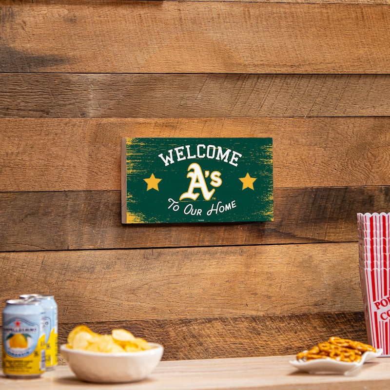 Athletics Wooden Door Decor Wall Sign - Multi-Color - 6 x 11