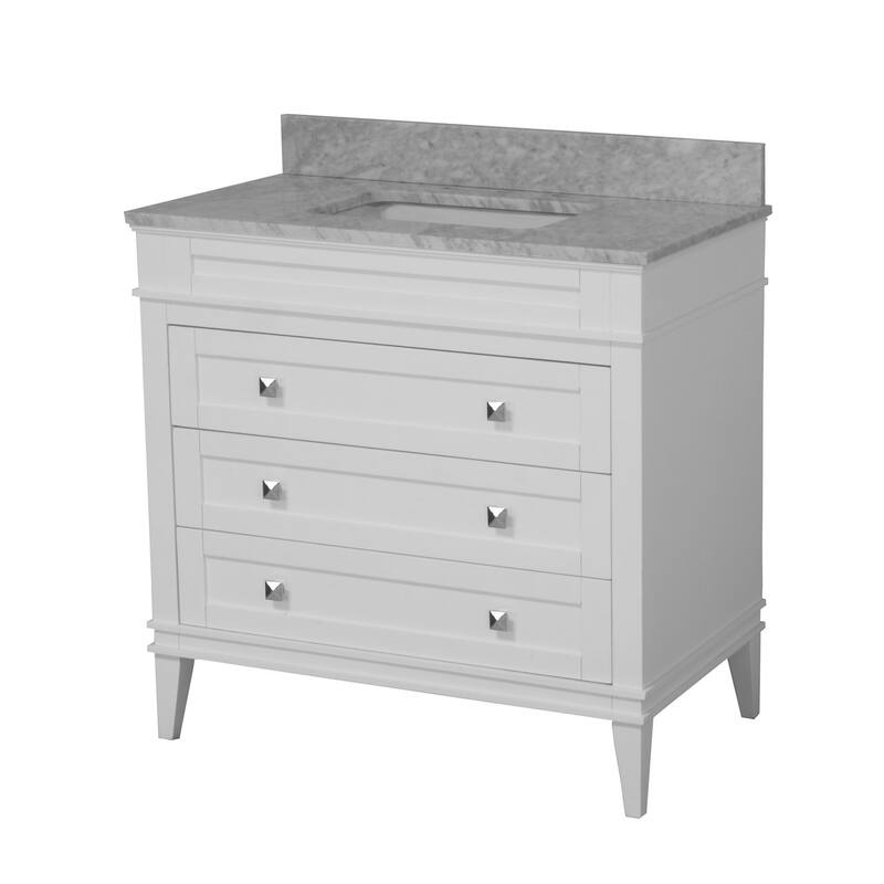 KitchenBathCollection Eleanor 36" Bathroom Vanity with Carrara Marble Top