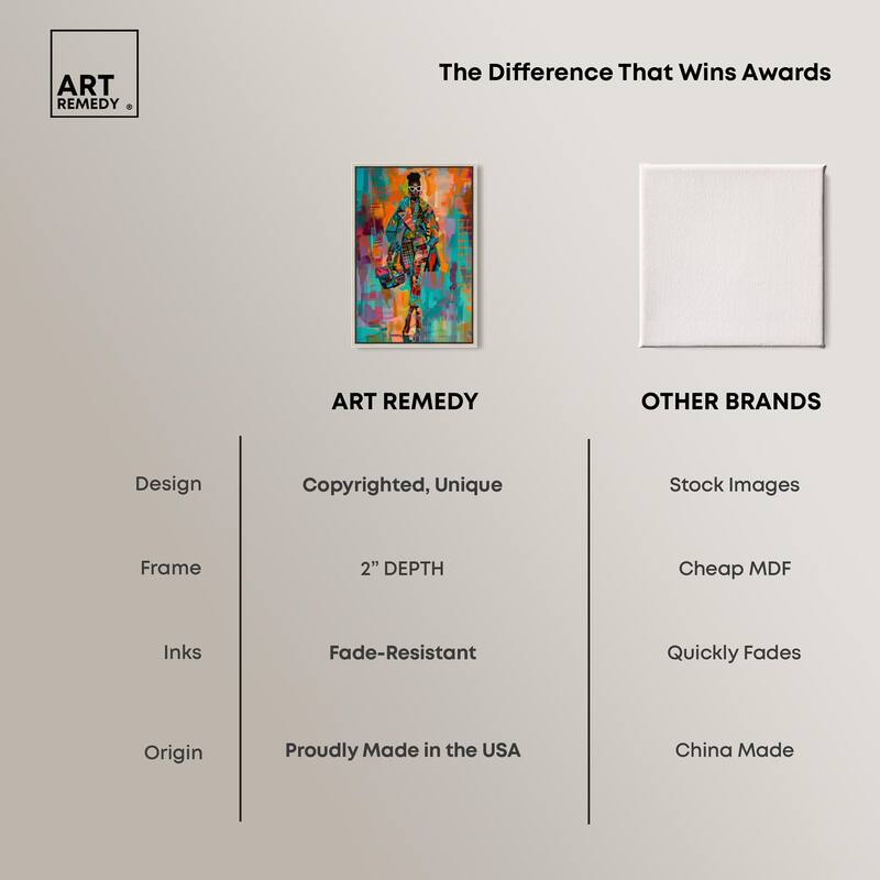 Bold Patchwork Style Canvas by Art Remedy