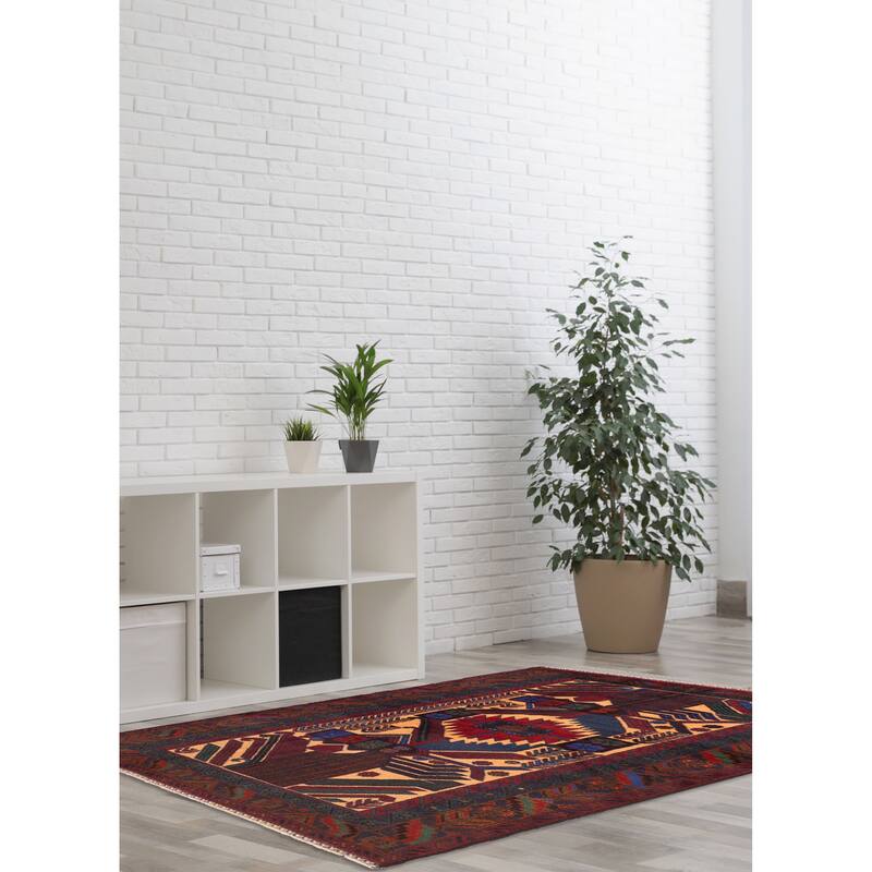 ECARPETGALLERY Hand-knotted Teimani Beige, Red Wool Rug - 3'7 x 6'5