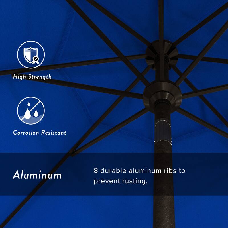 California Umbrella 9' Round Crank Lift Push Button Tilt Bronze Aluminum Patio Umbrella Sunbrella