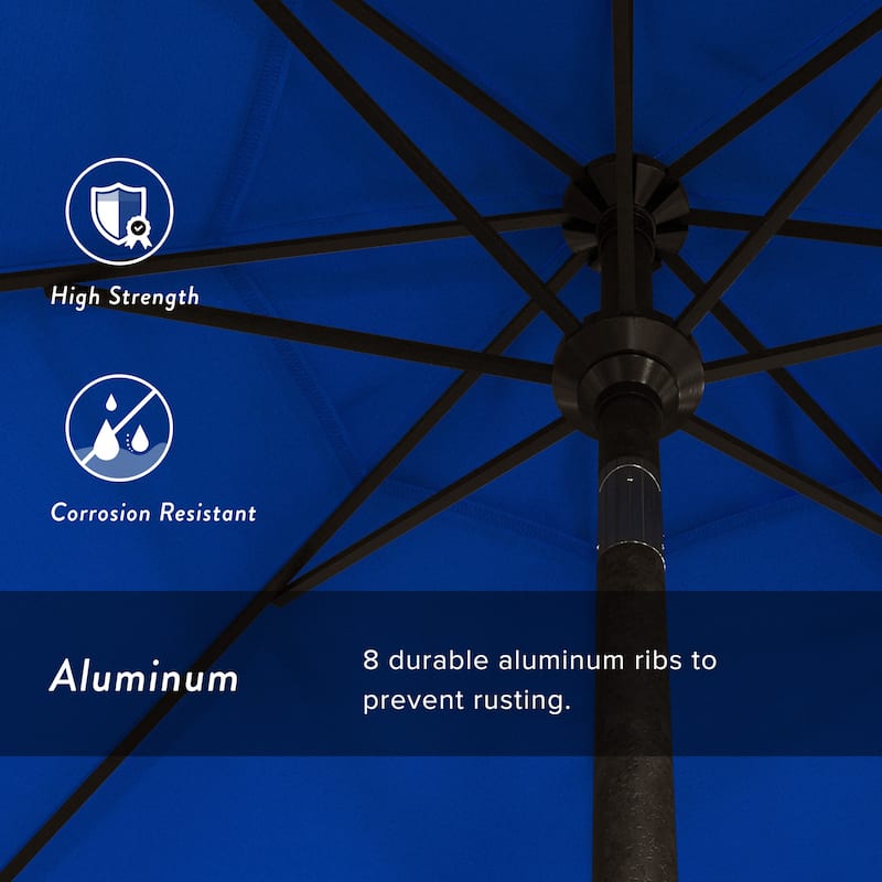 California Umbrella 9-foot Round Crank Lift, Push ButtonTilt, Bronze Frame Finish, Aluminum Patio Umbrella with Sunbrella Fabric