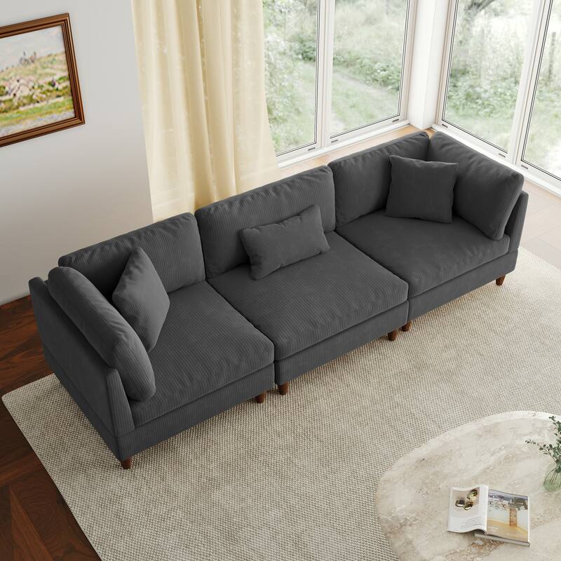 Jannae 112.12'' Upholstered Corduroy Sofa
