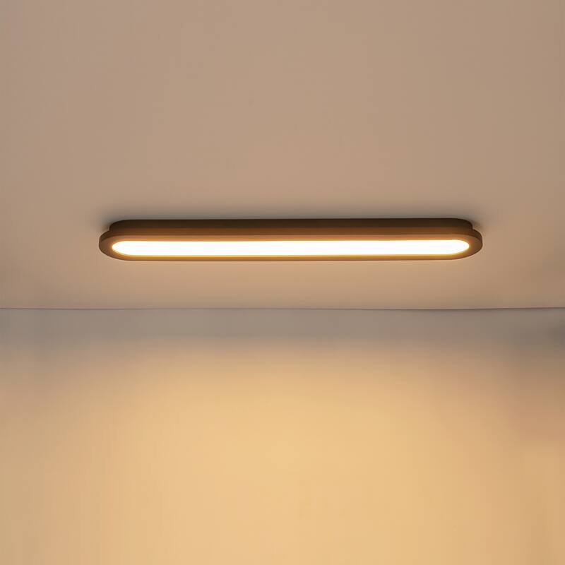 47.2" W 1-Light Modern Oval Walnut Wood Dimmable LED Flush Mount Ceiling Light for Living Room, Bedroom