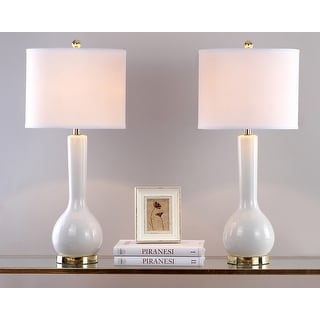 Mae Long Neck Ceramic 1-light White Table Lamps (S