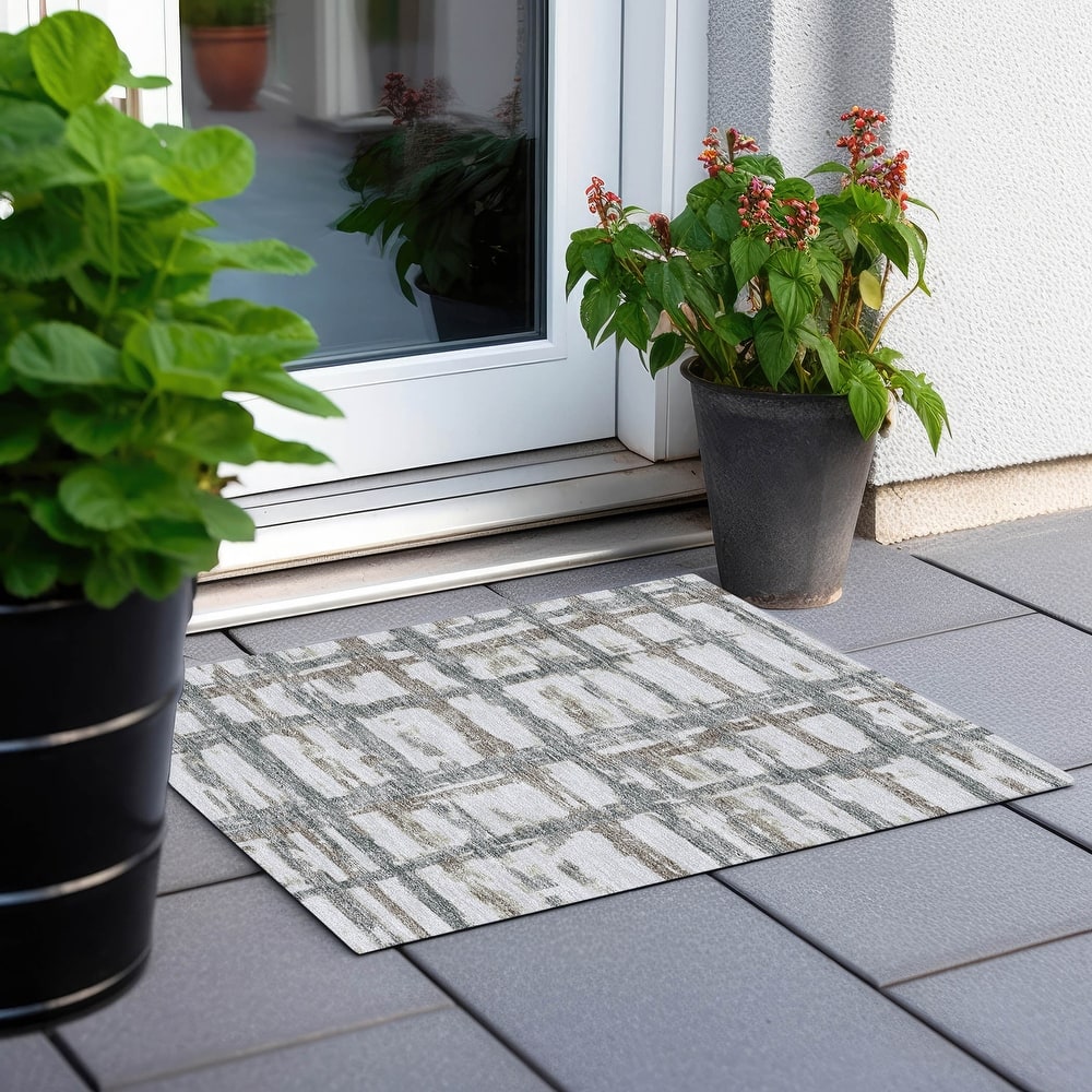 Machine Washable Indoor/ Outdoor Chantille Abstract Contemporary Rug