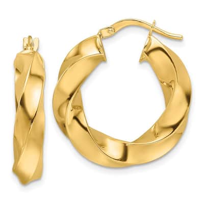Curata 10k Yellow Gold Polished 22x5.25mm Twisted Round Hoop Earrings