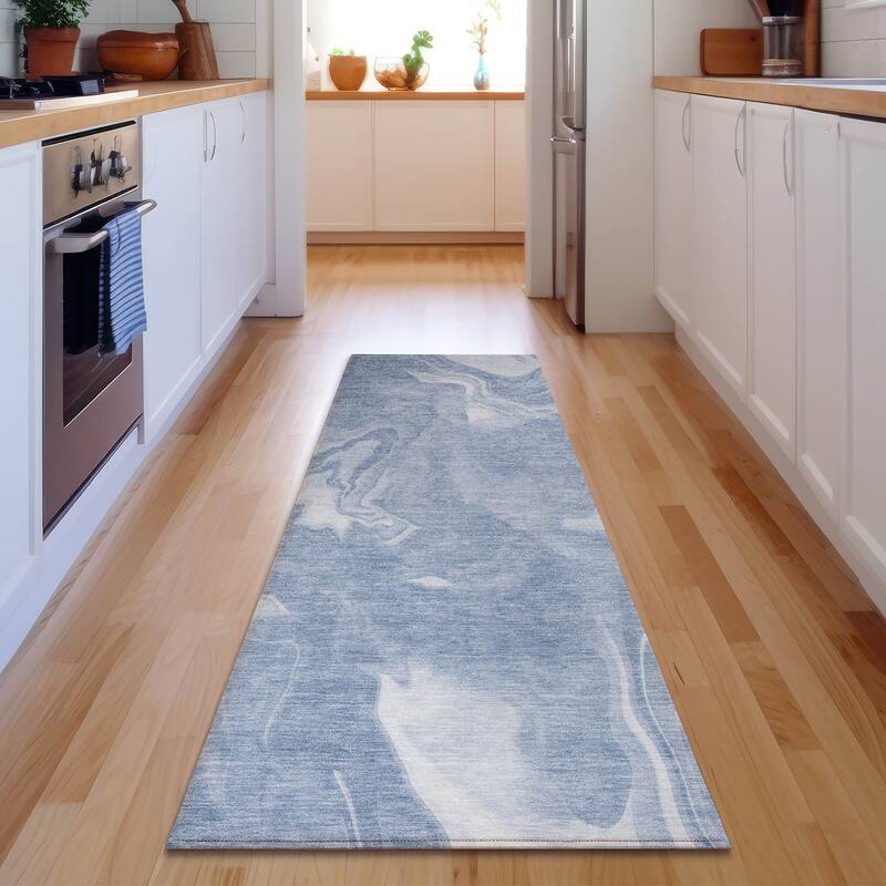 Premium Washable Super Soft Abstract Mayfield Rug - Blue - 2' 3" x 7' 6" - Runner
