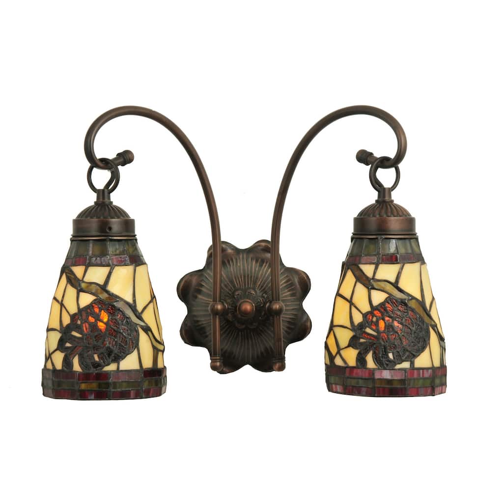 Meyda Tiffany 15" W Burgundy Pinecone 2 Light Wall Sconce