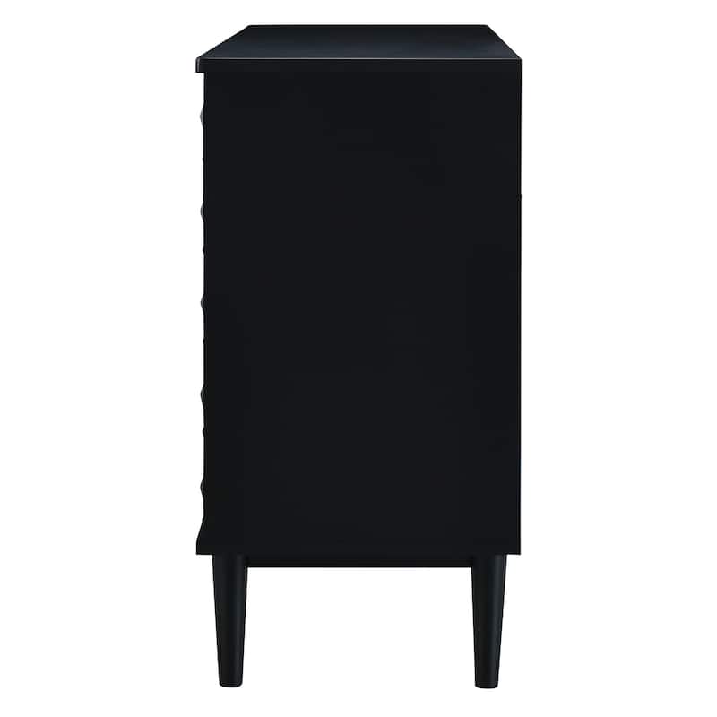 Buffet Cabinet with 4 Convex Pattern Doors, Storage Cabinet with 2 Silver Handle, Sideboard Cabinet with Adjustable Shelves