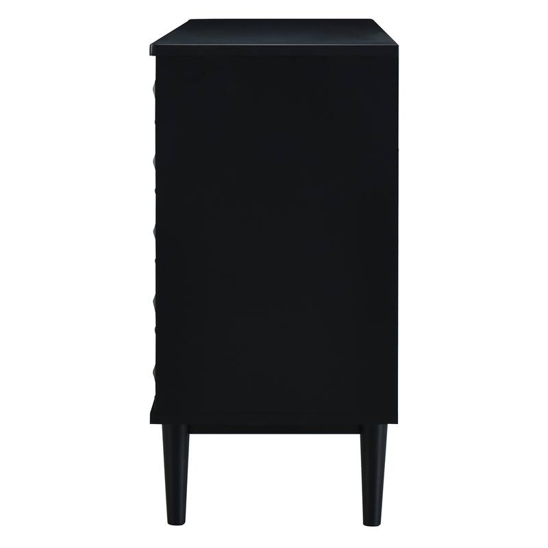 Modern 4-door Sideboard with Convex Pattern Doors and 2 Silver Handle for Living Room, Dining Room, Kitchen