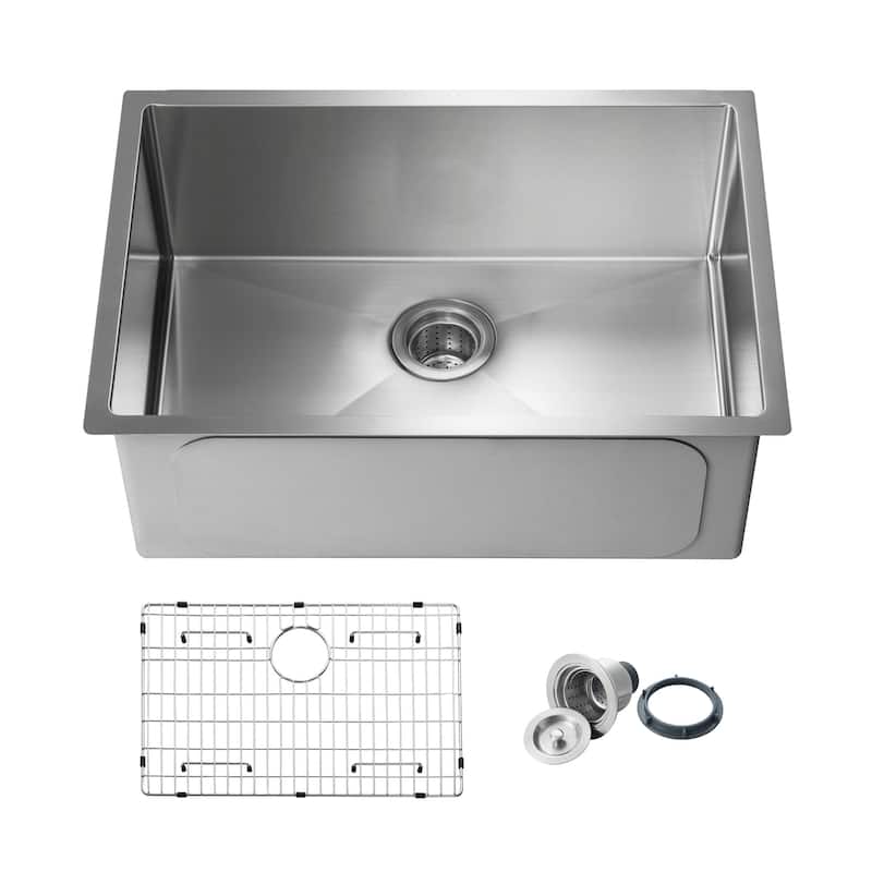 Handcrafted Undermount Single Bowl Stainless Steel Kitchen Sink - 26Inch