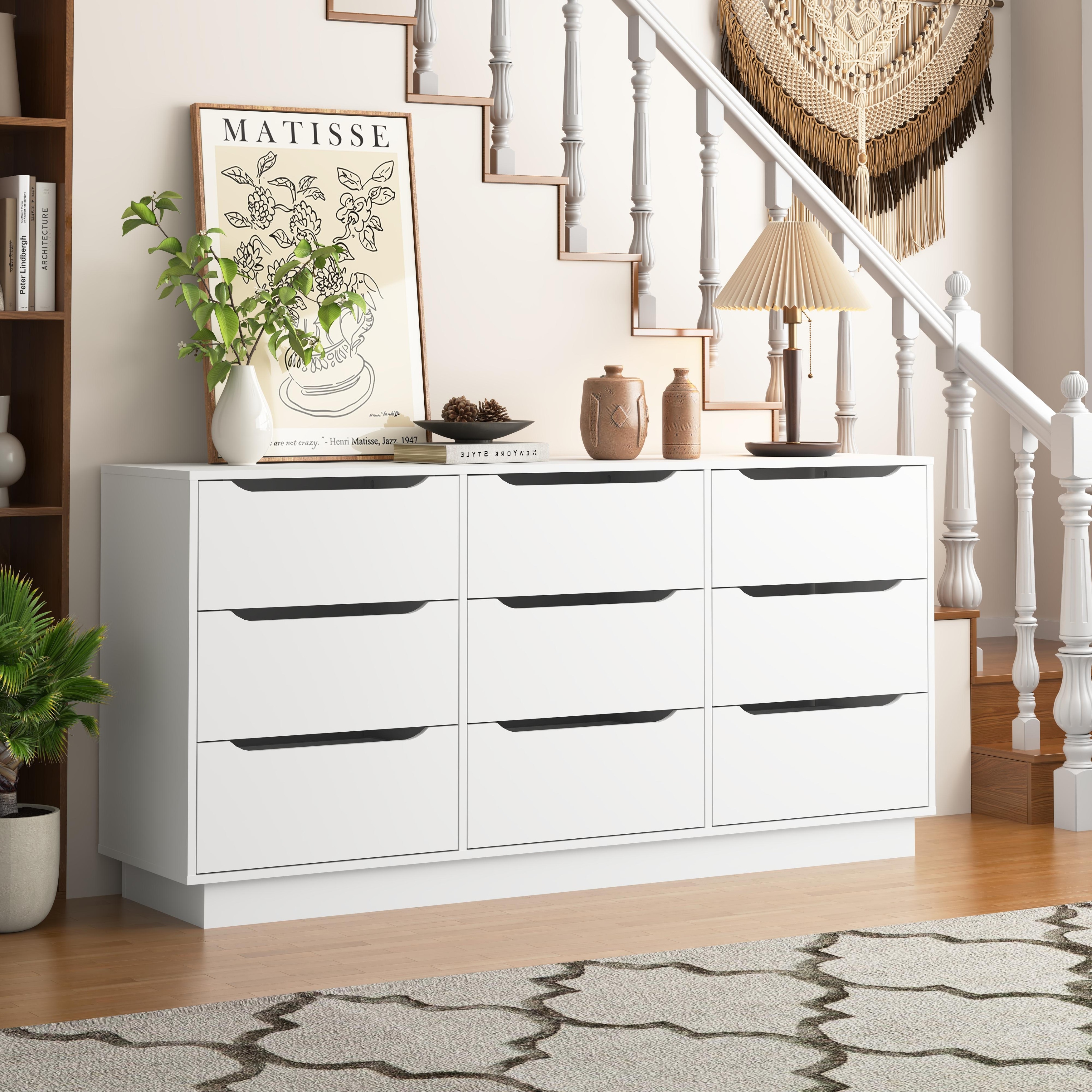 white long dresser Sikaic 7 Drawers for Bedroom but it can also double as a TV stand 9 Drawer Dresser for Bedroom