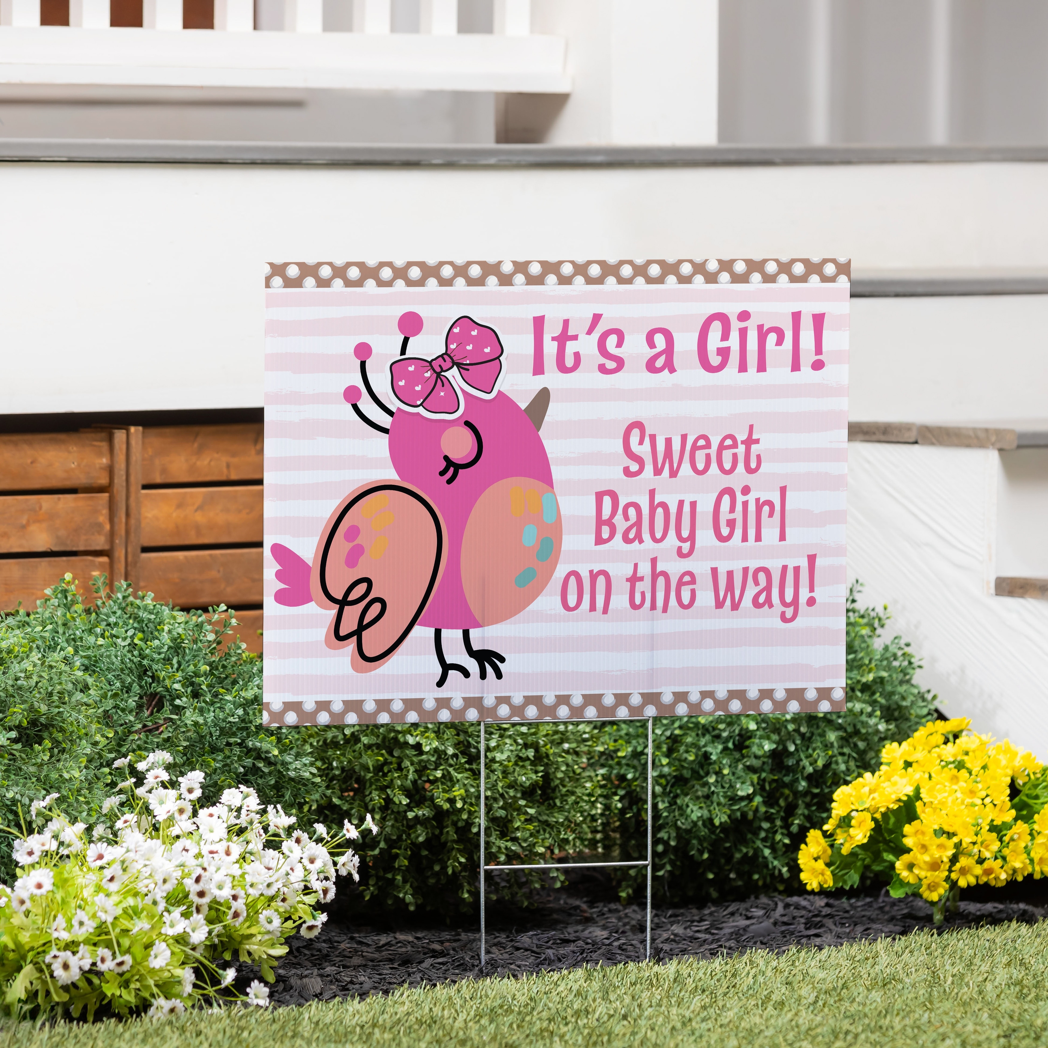 24" x 18" Yard Sign with H-Stake, Sweet Baby Girl on the way!
