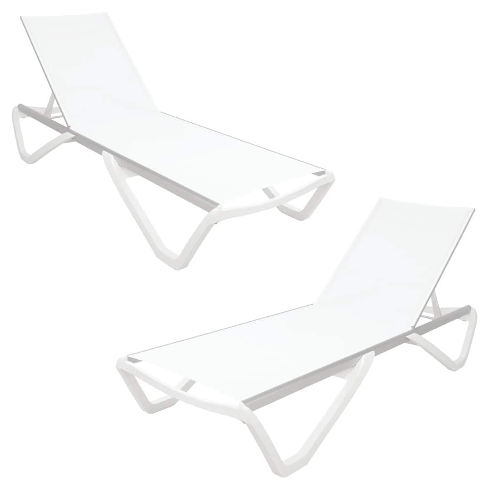 Furnish Theory Seabreeze Deck Patio Sunloungers Lounge Chairs Outdoor Chaise Lounges (Various Frame & Mesh Colors; Set of 2)