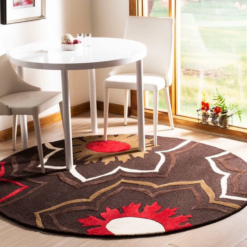 SAFAVIEH Handmade Soho Alaina N.Z. Wool Rug - 6' Round - Brown/Multi