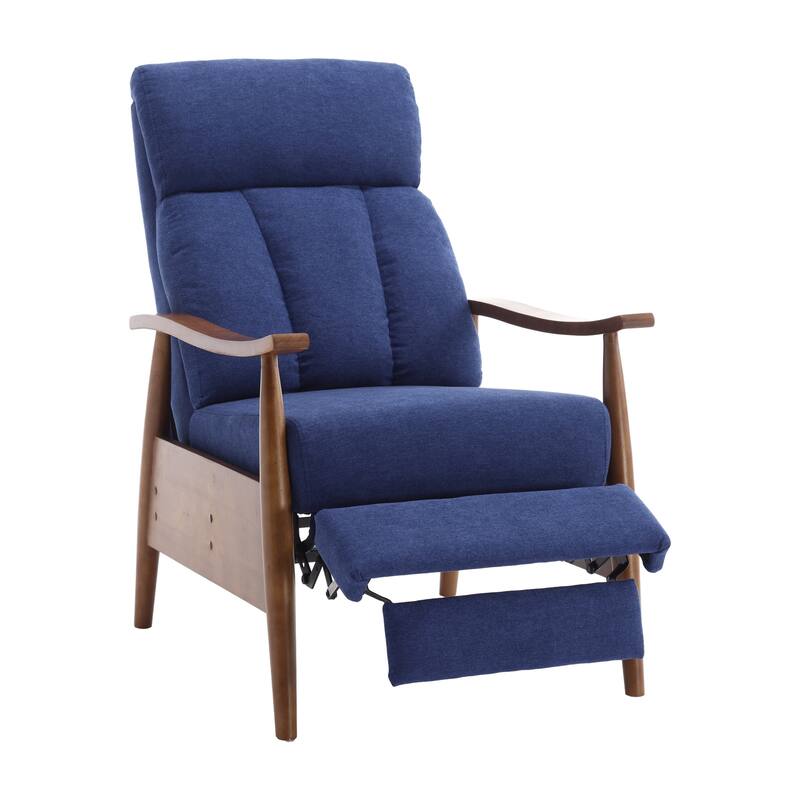 Blue Modern 26.38" Upholstered Adjustable Chaise Lounge Chair with Wood Frame for Living Room