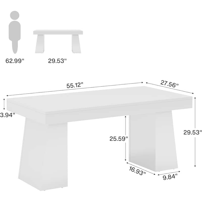 55 Inches Executive Desk Home Office Desk, Wood Computer Desk Business Workstation Desk