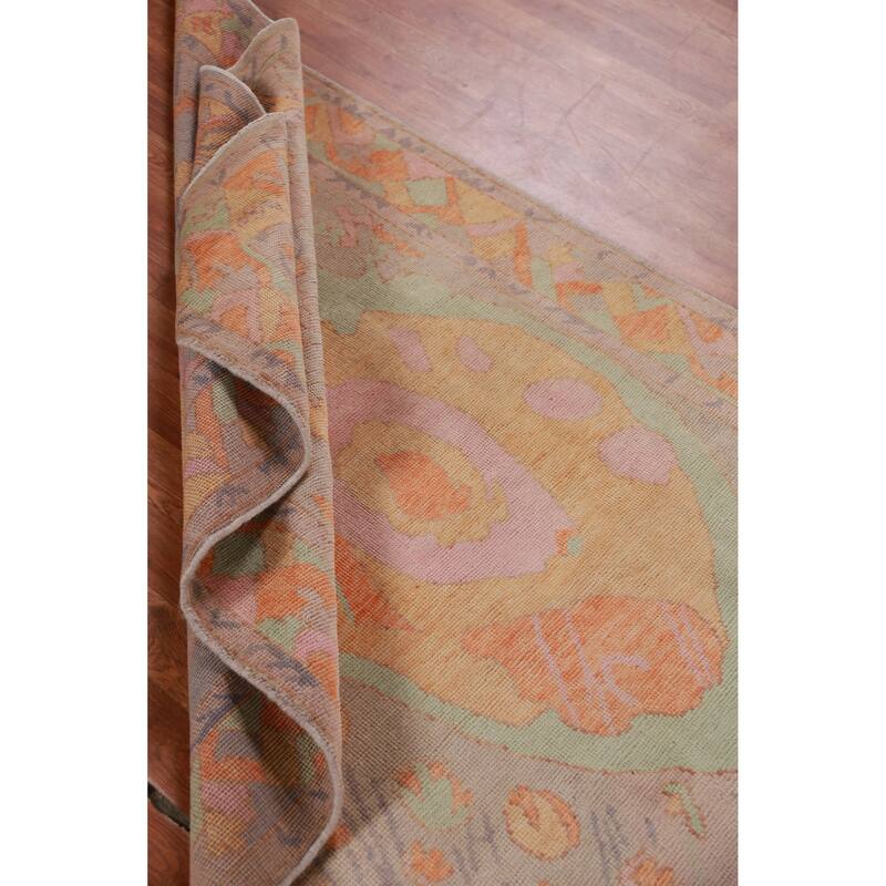 Hand Knotted Oriental 100% Wool Carpet Transitional Medallion Oranges & Rust Oushak Area Rug - 7' 0'' X 4' 0''
