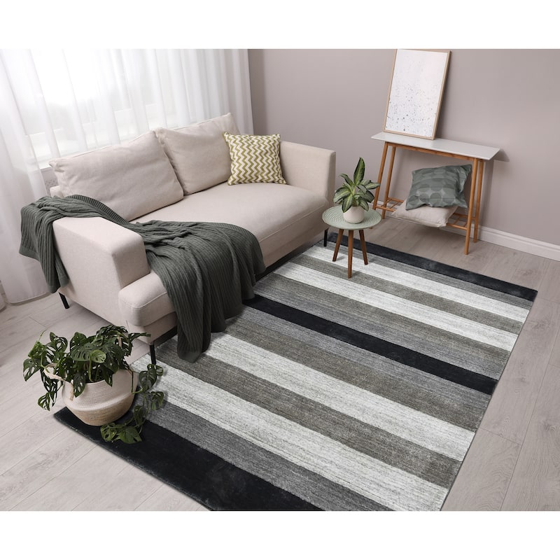 Berkley Hand-woven Colorblock Wool and Art Silk Area Rug - 4' x 6'