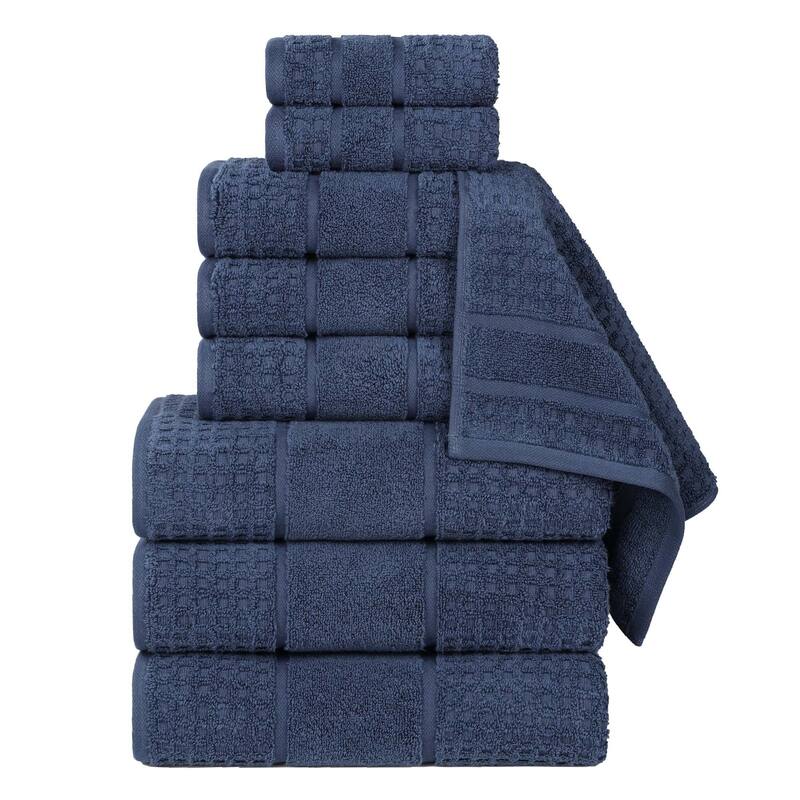Superior Napa Zero Twist Cotton Waffle 9 Piece Bathroom Towel Set