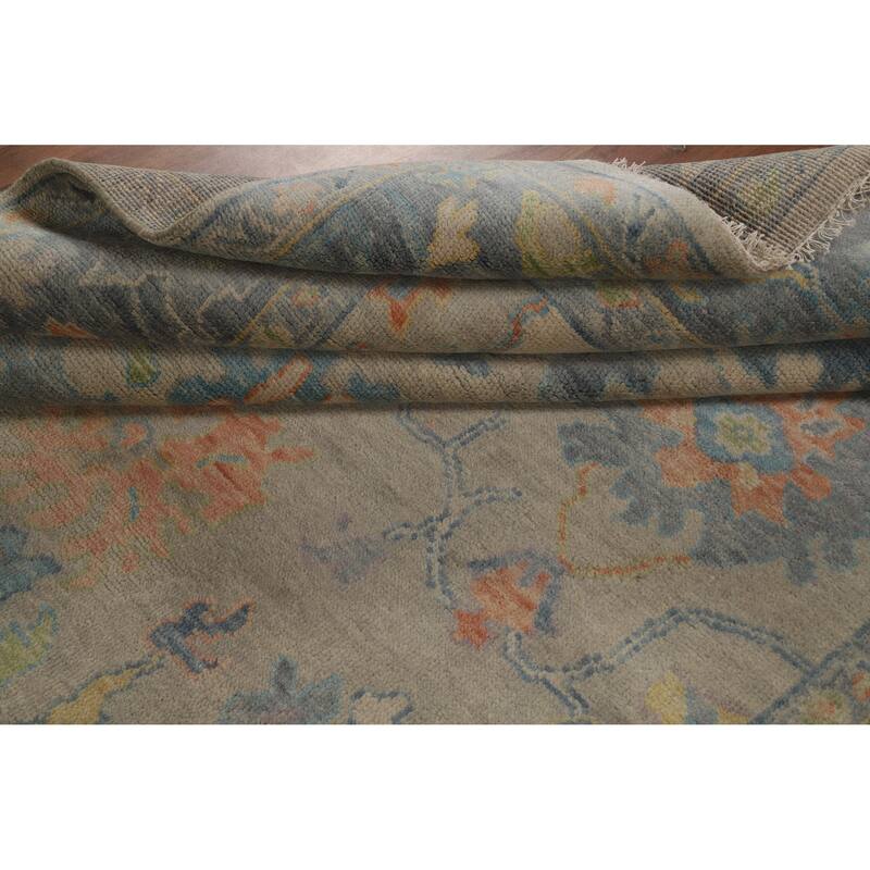 Oriental Beige Oushak Indian Area Rug Hand-Knotted Wool Carpet - 7'10" x 10'2"