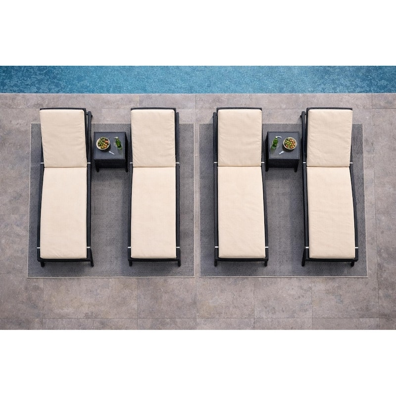 Eternity Brown 6-Piece Wicker Outdoor Chaise Lounge Set with Beige Cushions - N/A