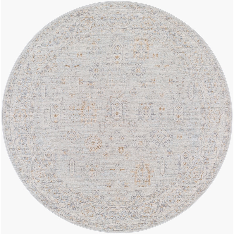 Livabliss Traditional Avant Garde Medallion Area Rug - 5'3" x 5'3" Round - Grey/Slate