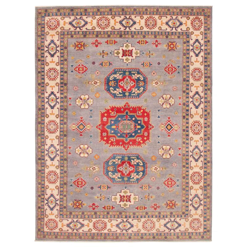 ECARPETGALLERY Hand-knotted Uzbek Ghazni Grey Wool Rug - 8'11 x 11'9 - Grey - 8'11 x 11'9