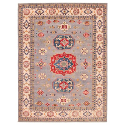 ECARPETGALLERY Hand-knotted Uzbek Ghazni Grey Wool Rug - 8'11 x 11'9