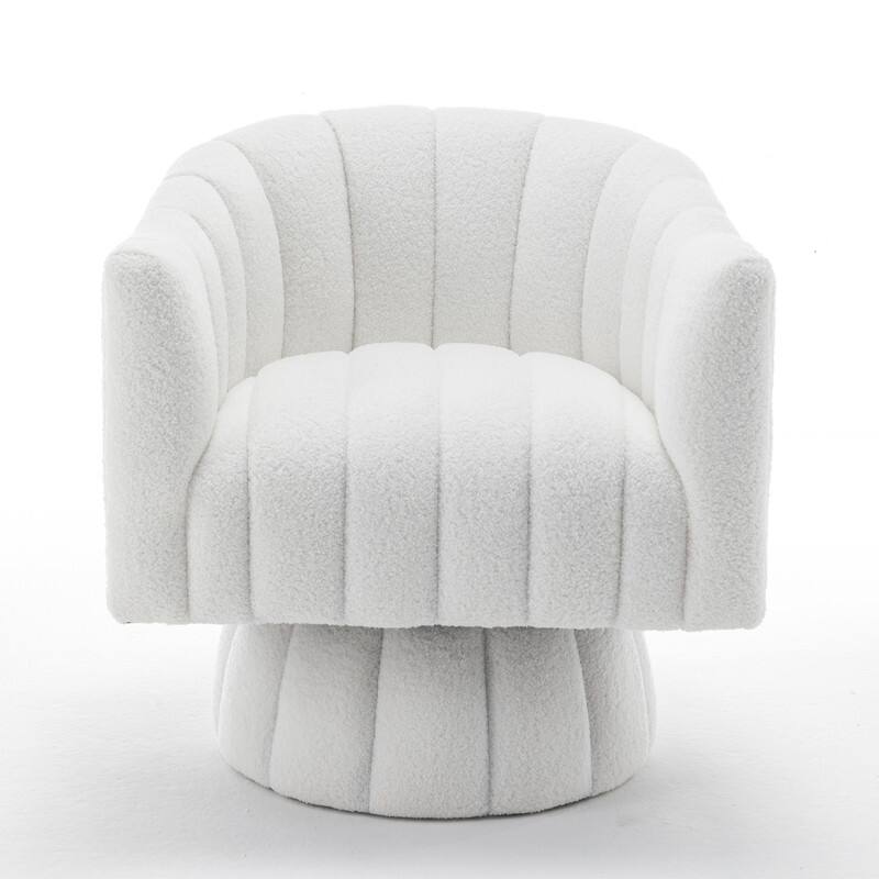 SEYNAR Modern Glam Velvet Upholstered Round Swivel Accent Barrel Chair