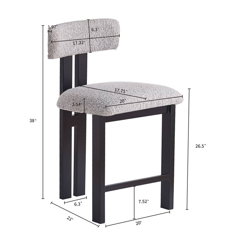 Elegant Round Kitchen Stools‌ – 26.5" Low Back Bar Stools with Padded Seat & Sturdy Metal Frame – Perfect for Dining Areas