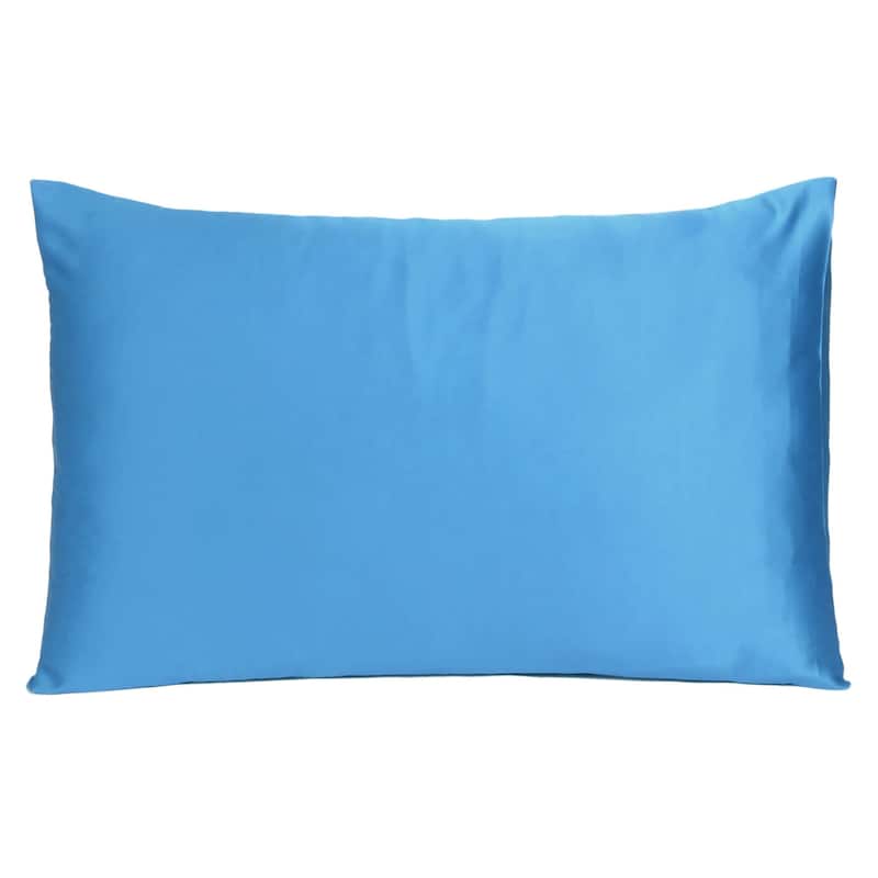HomeRoots Set of Two Bright Blue Dreamy Silky Satin King Pillowcases