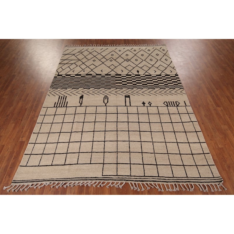 Tribal Moroccan Oriental Area Rug Handmade Wool Carpet - 7'8"x 10'2"