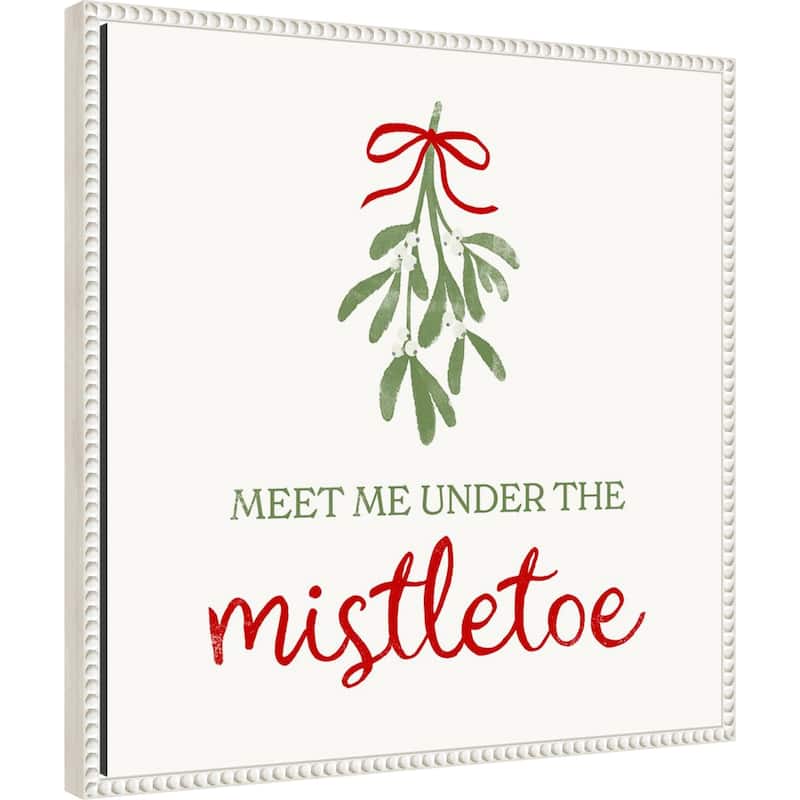 Mistletoe Wishes I by Victoria Barnes (22 x 22 in.), Framed Canvas Wall Art Print - Sylvie Beaded White