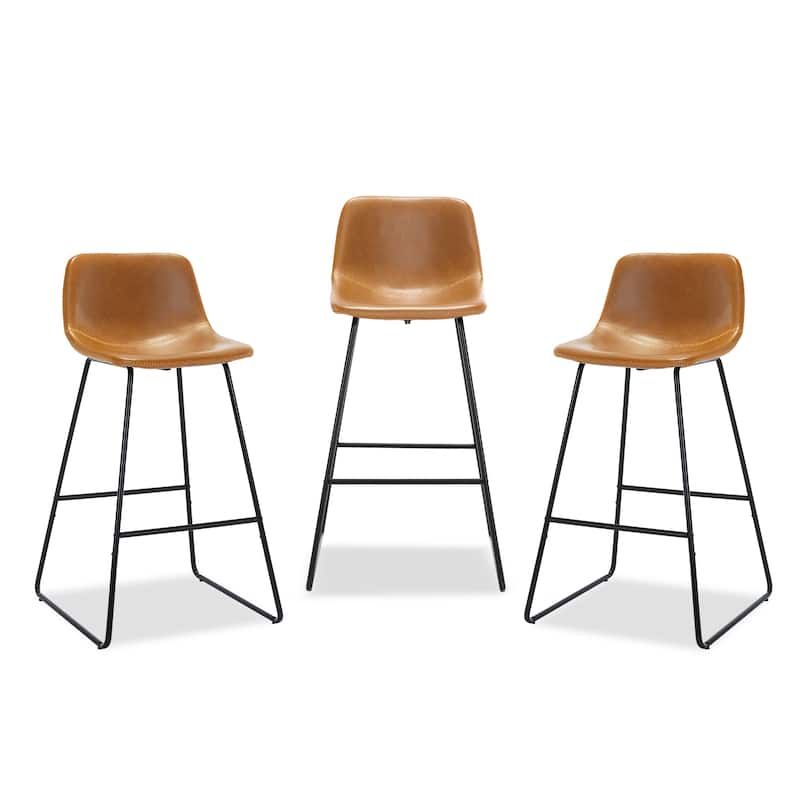 Modern 30.in Bar Height Bar Stool with PU Leather and Metal Frame Barstools for Kitchen Island