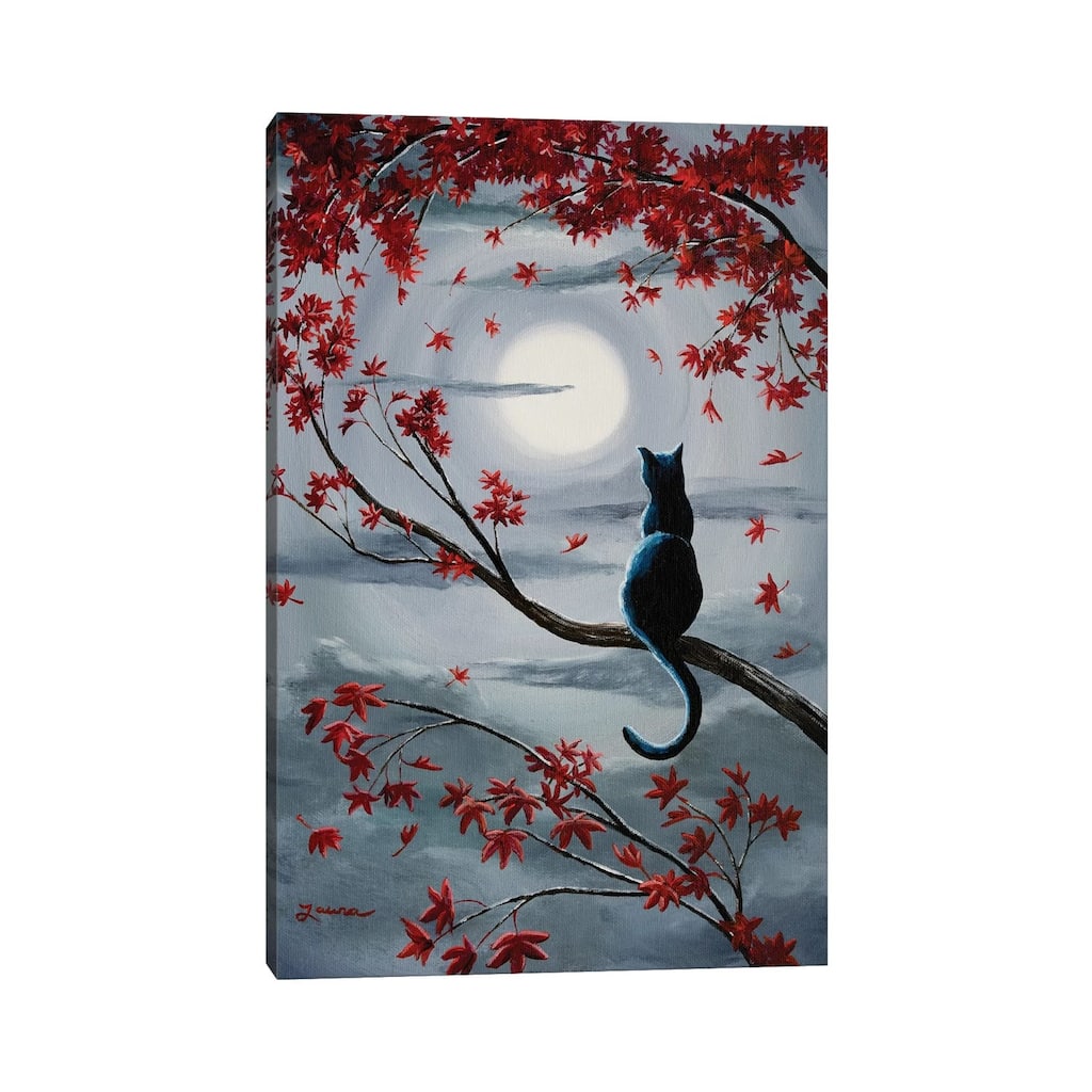 iCanvas "Black Cat In Silvery Moonlight" by Laura Iverson Canvas Print