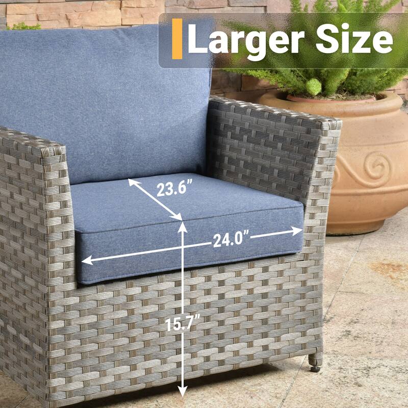 HOOOWOOO 13-piece Wicker Rattan Patio Sectional Conversation Set with Fire Pit
