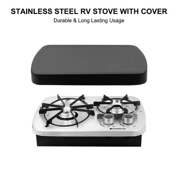 Camplux Built In Propane Rv Gas Cooktop Stainless Steel 2 Burner Outdoor Kitchen For Household Rv Picnics Cover Included Overstock 31624438