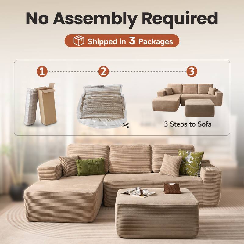 ​​OVIOS Lazy Chaise Lounge Sofa with Ottoman​