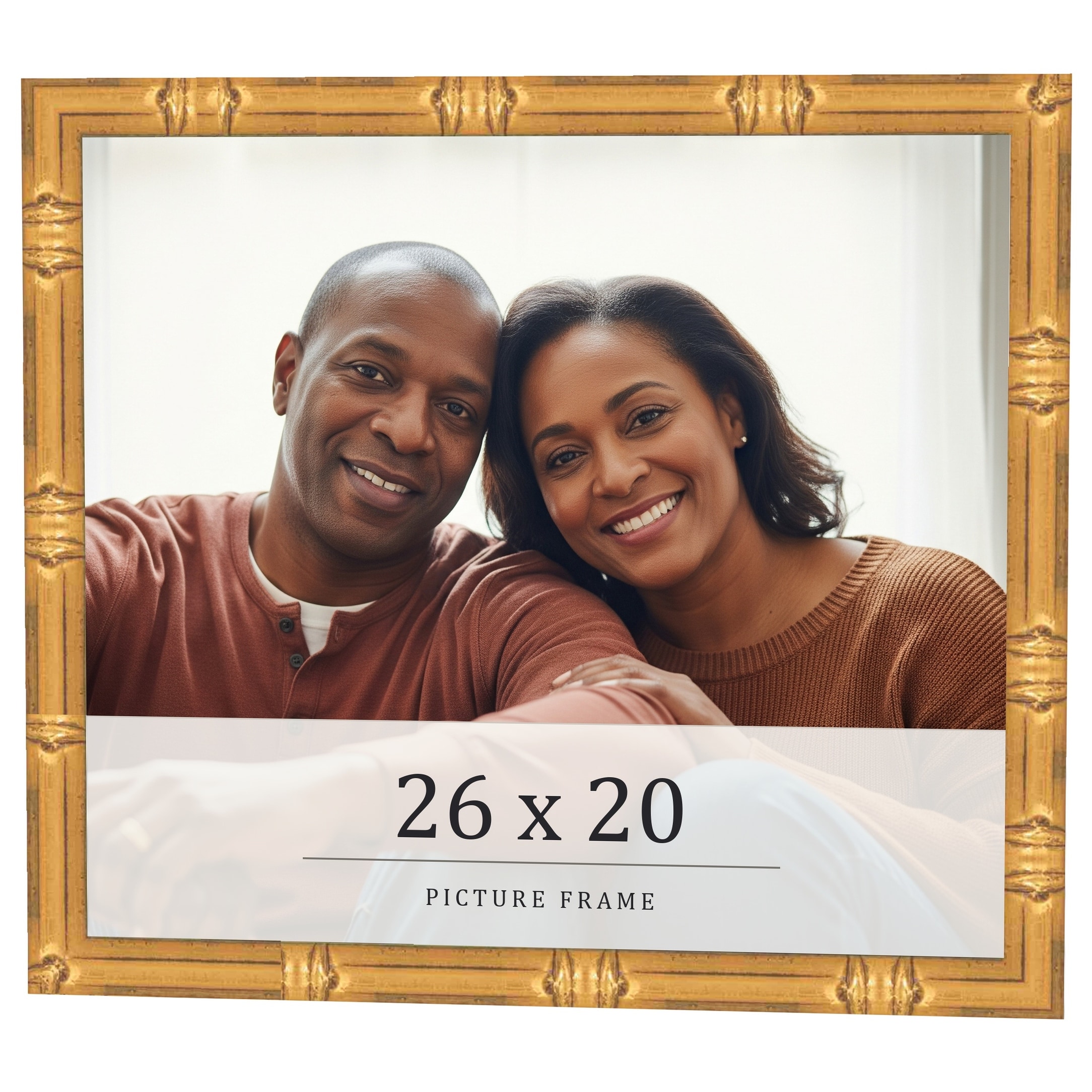 26x20 Frame Gold Bamboo Solid Wood Picture Frame | 1 Inch Moulding