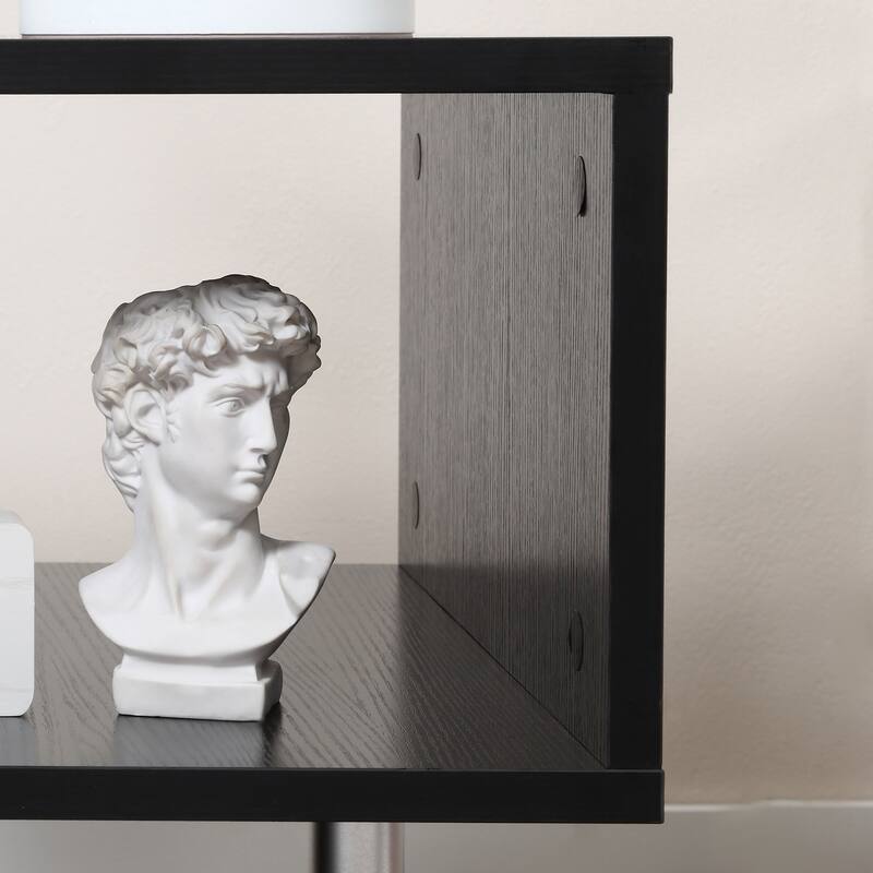 HOMCOM 20" Chic Designer S-Shaped Multi-Level Accent End Table Shelf with Steel Poles, Black