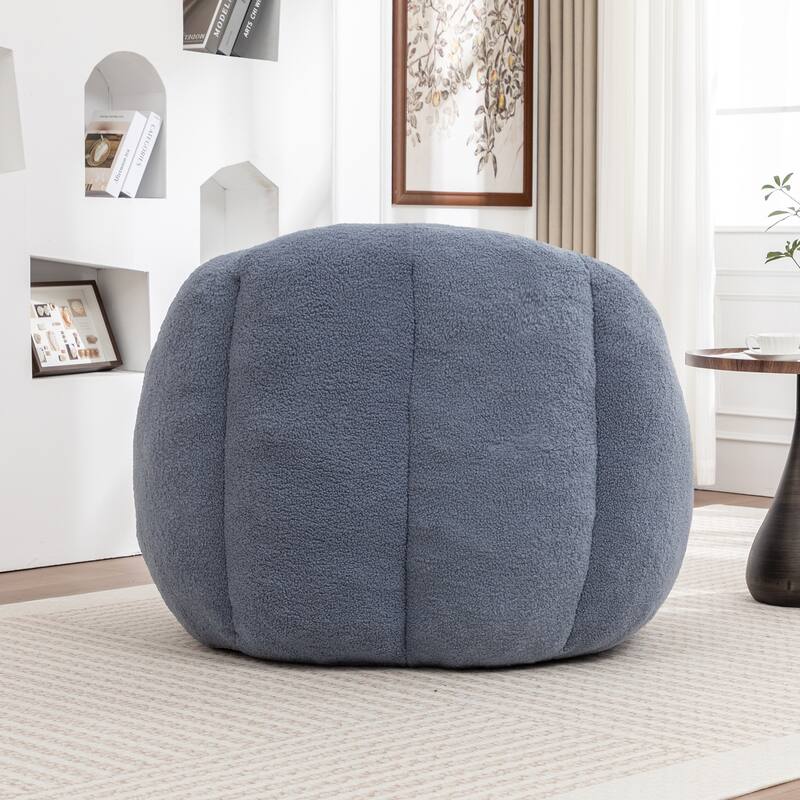 Teddy Tufted Bean Bag Chair, Faux Fur Bean Bag Sofa with Memory Foam, Fluffy Lazy Floor Sofa with Large Armrests